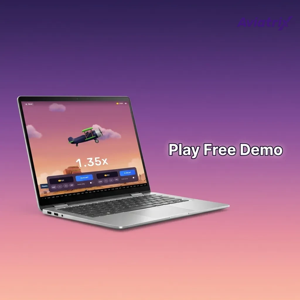 Aviatrix game demo screen showing rising multiplier graph and cashout button for risk‑free practice