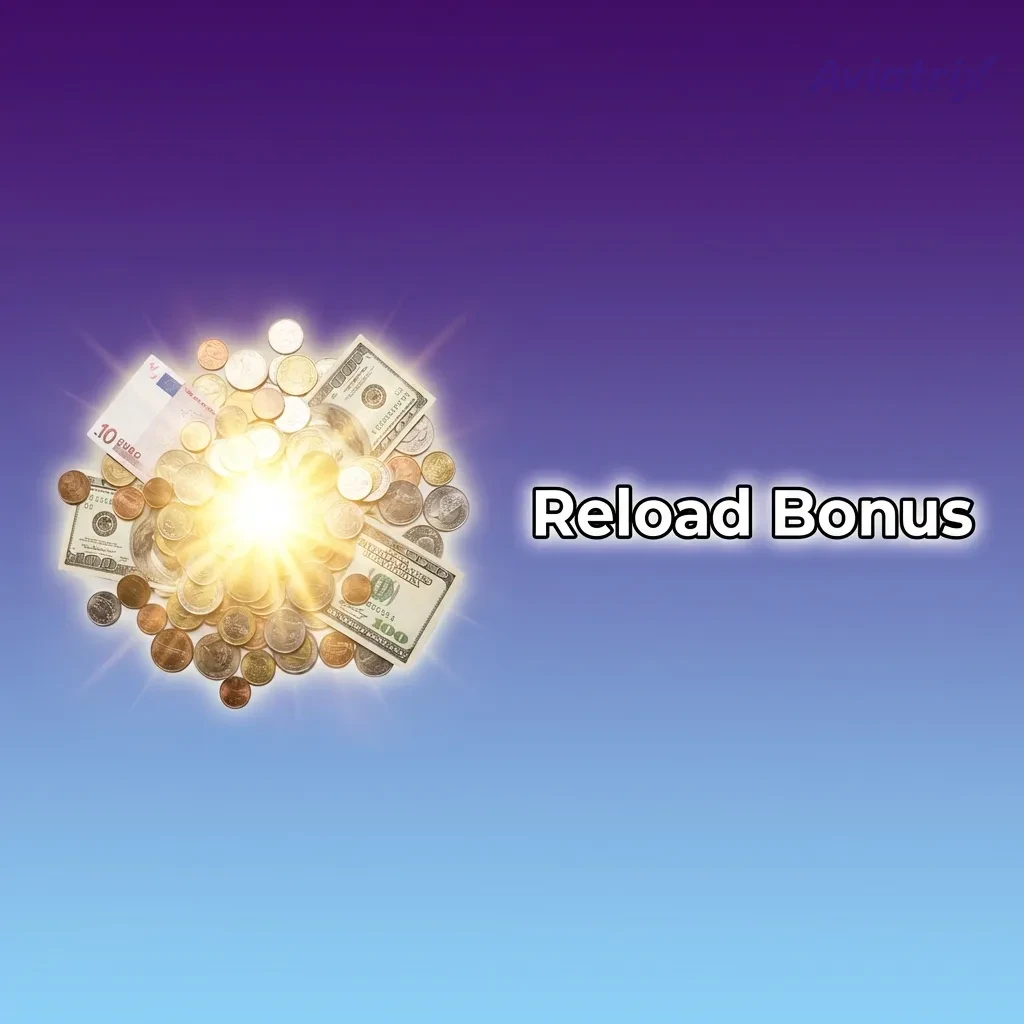 Reload Bonus banner with text explaining smaller ongoing deposit matches for regular Aviatrix players
